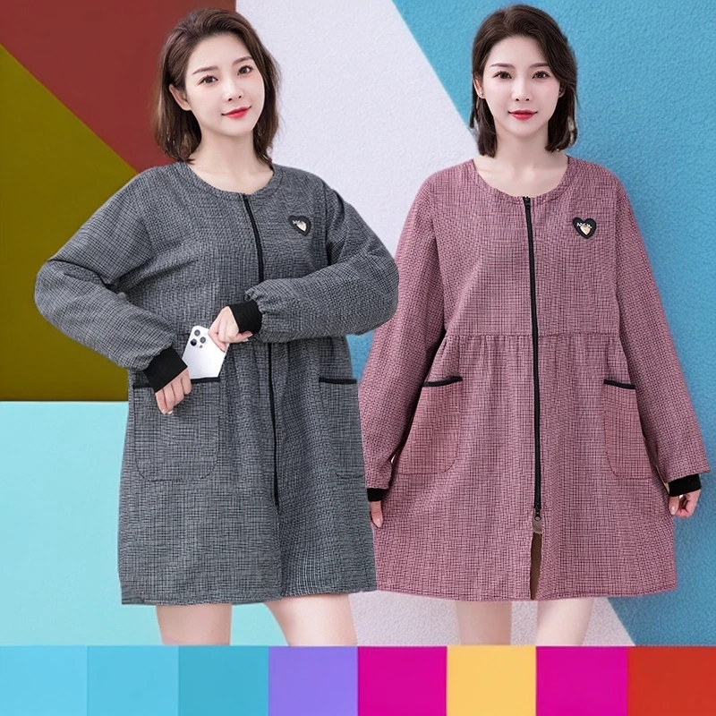 正穿韩版衣棉布爱心时尚透气耐磨防尘污做饭工作下地（均码90-16