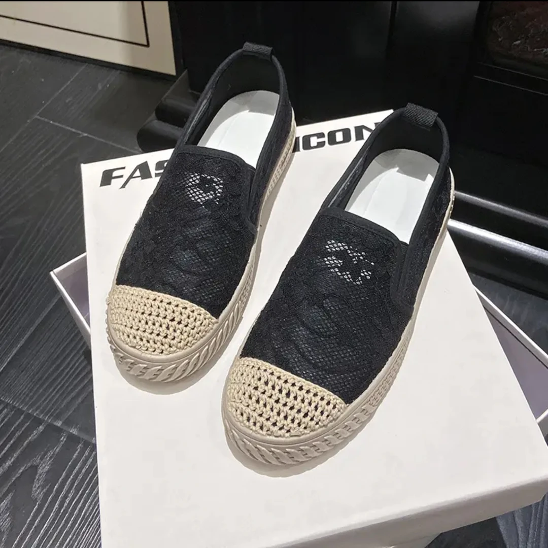 渔夫鞋女夏季透气网鞋2024新款百搭休闲布鞋一脚蹬乐福鞋平底单鞋