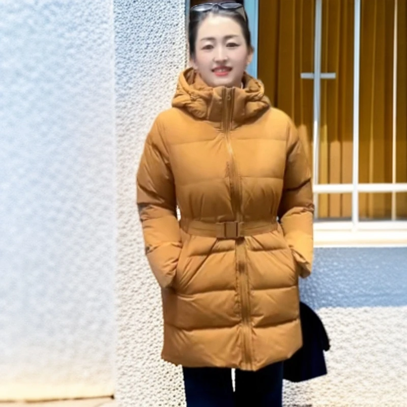 新款中长款连帽修身羽羽服女冬季保暖外套