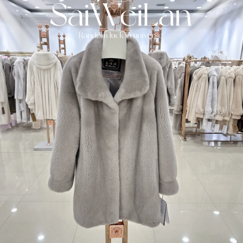 【塞唯澜】9号休闲翻领貂皮外套