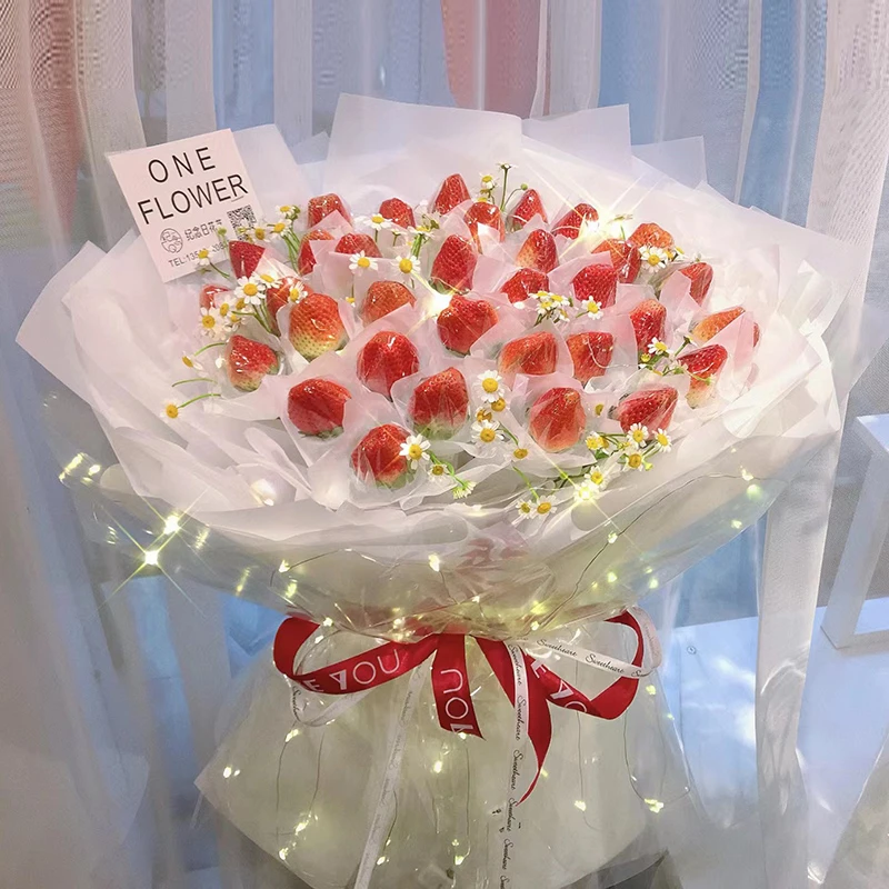 全国配送网红创意草莓车厘子花束成品鲜花同城速递新鲜水果花束