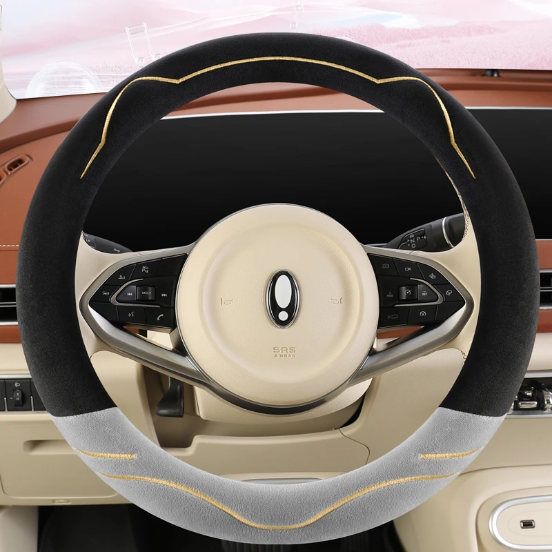 汽车冬季防滑毛绒保暖方向盘套男女耐磨时尚通用型汽车把套