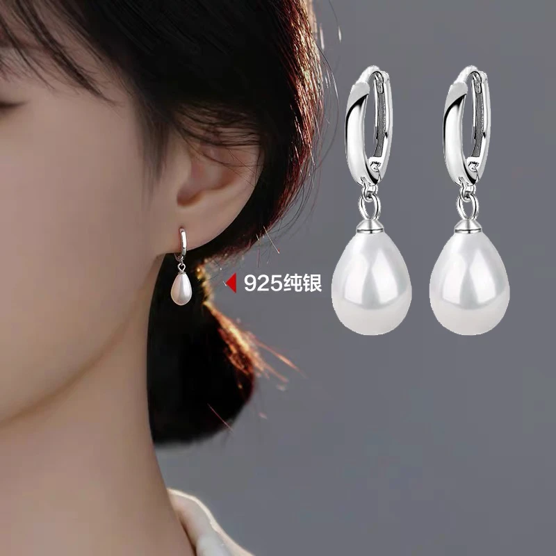 925银耳饰 专柜同款水滴珠珠耳环女气质百搭轻奢高级感耳扣耳饰品