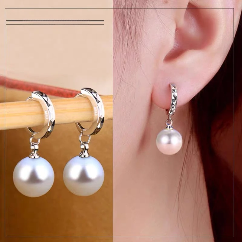 925银耳饰 贝珠耳环女简约短款百搭耳坠女耳扣耳圈2025新款潮耳饰