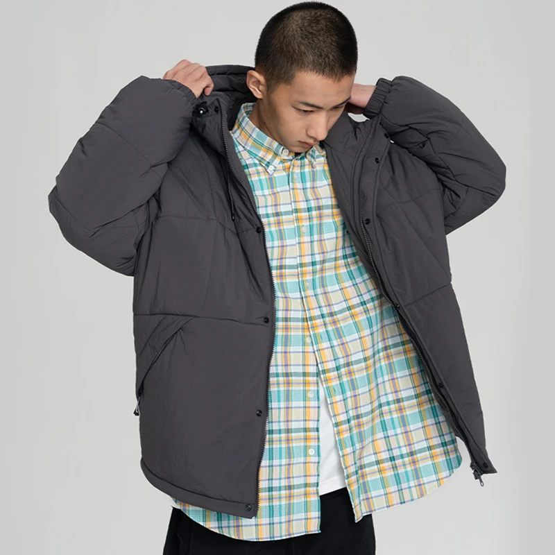 CONTRAFIEND通勤简约肌理感三防连帽棉服 宽松保暖冲锋棉衣外套