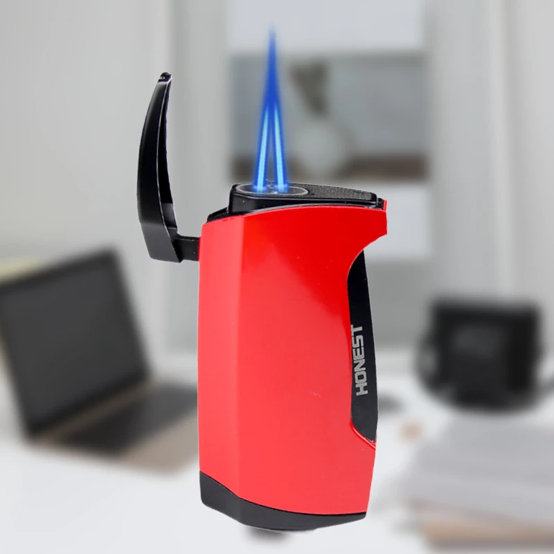 百诚双直冲打火机 创意个性防风充气打火机 蓝焰喷枪小焊枪点烟器