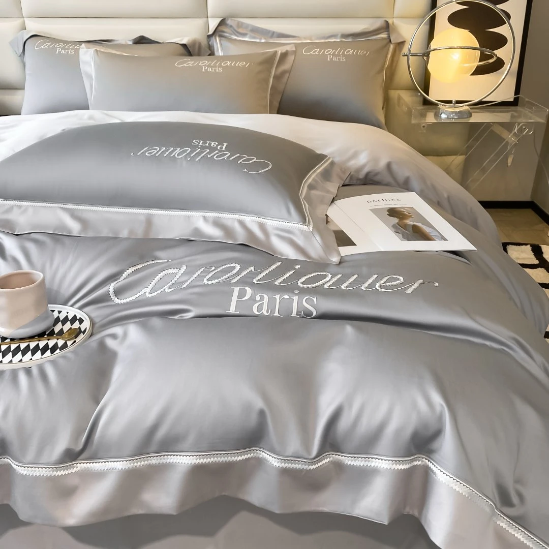 四件套100%全棉100支长绒棉被套床四件套轻奢高级感床单被罩4件套