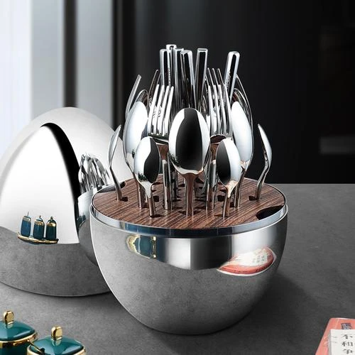 轻奢餐具组合刀叉组合银蛋欧式24件套不锈钢西餐厨具组合