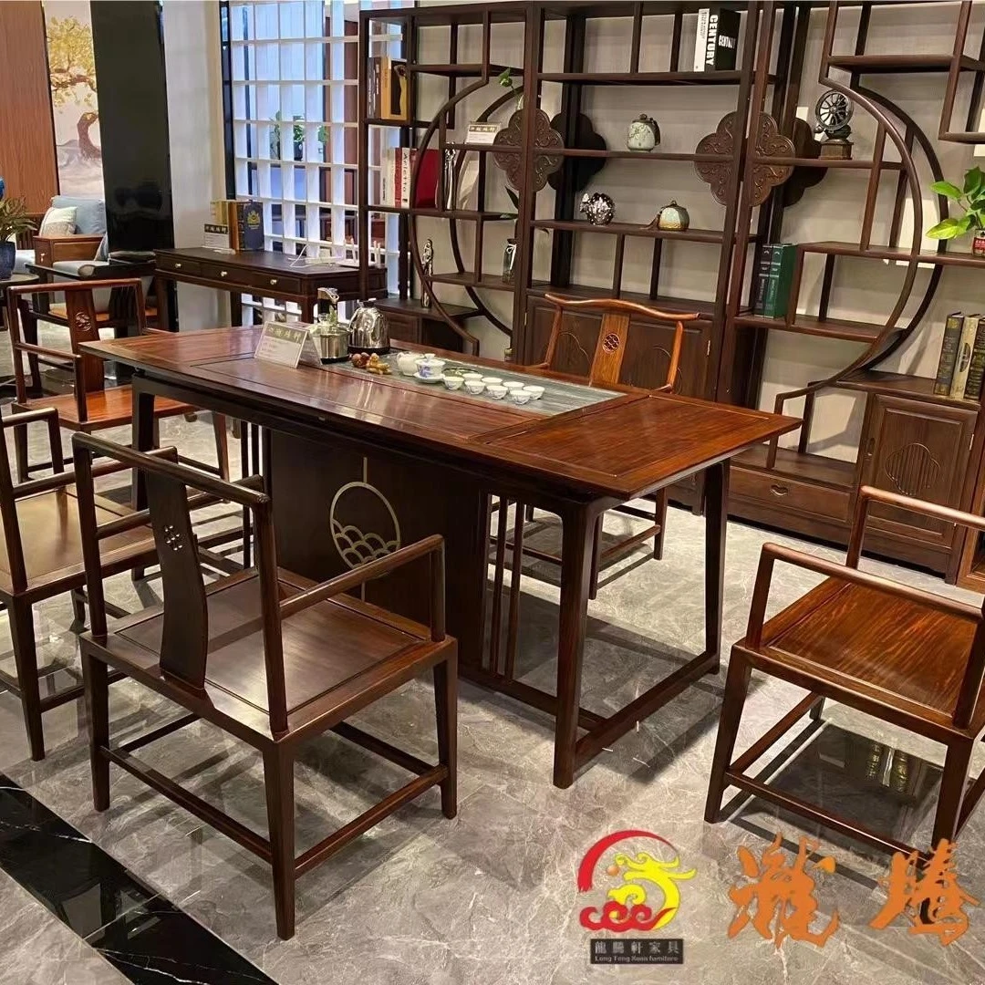 东非酸枝材质    1.98米云逸茶台6件套   茶室 书房均可以