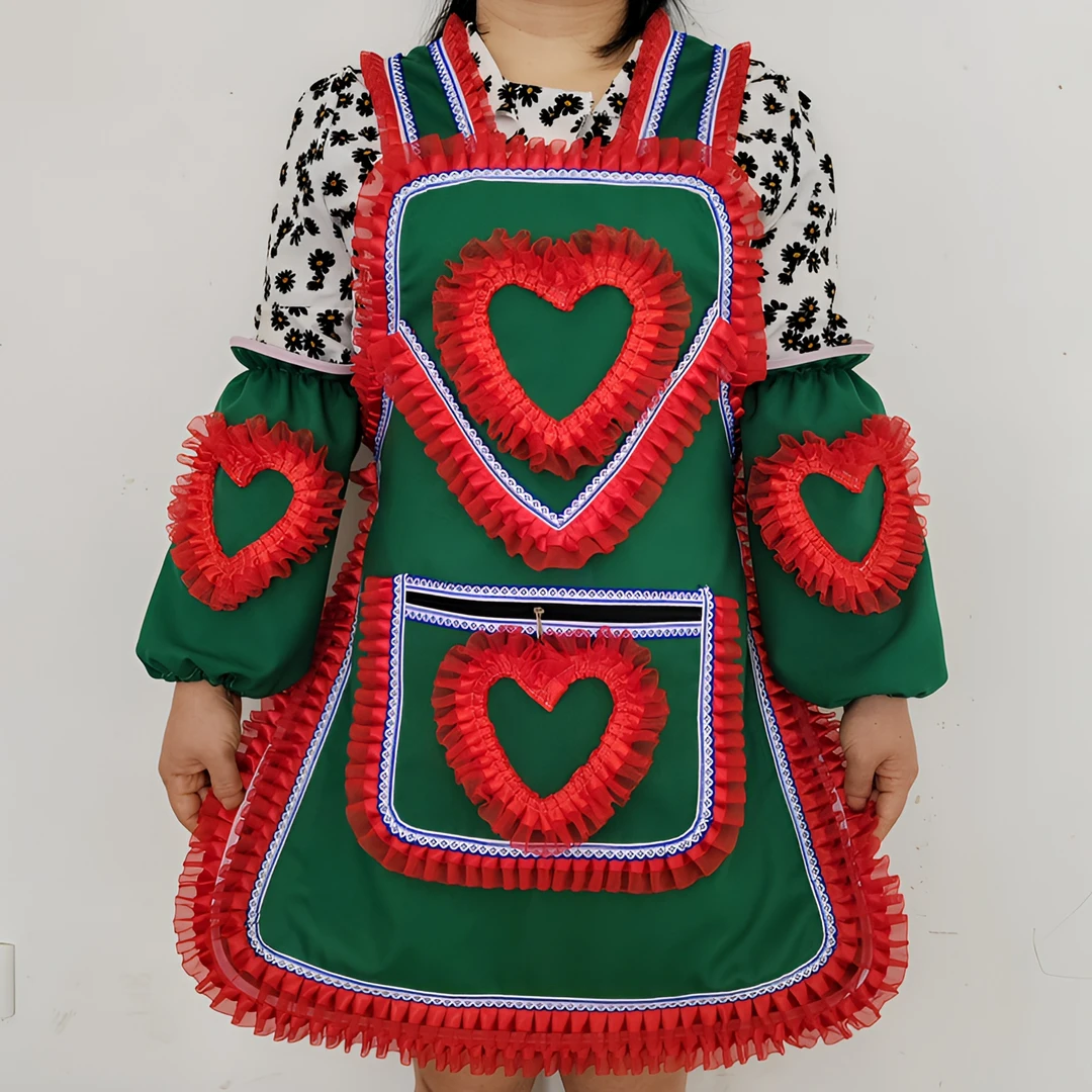 贵州新款花边火爆围裙厨房上班家用时尚自产自销交叉背带可调节式