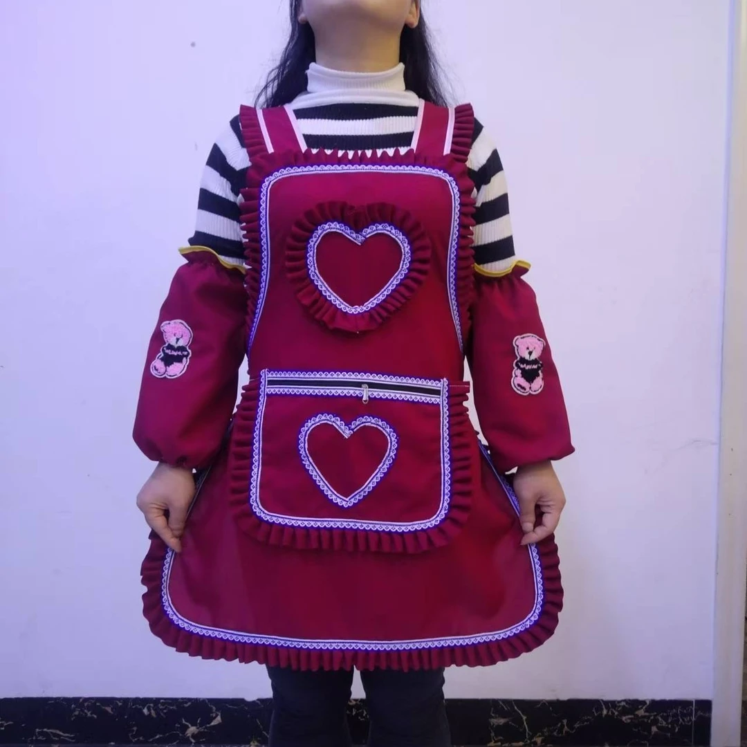 贵州新款花边火爆围裙厨房上班家用时尚自产自销交叉背带可调节式