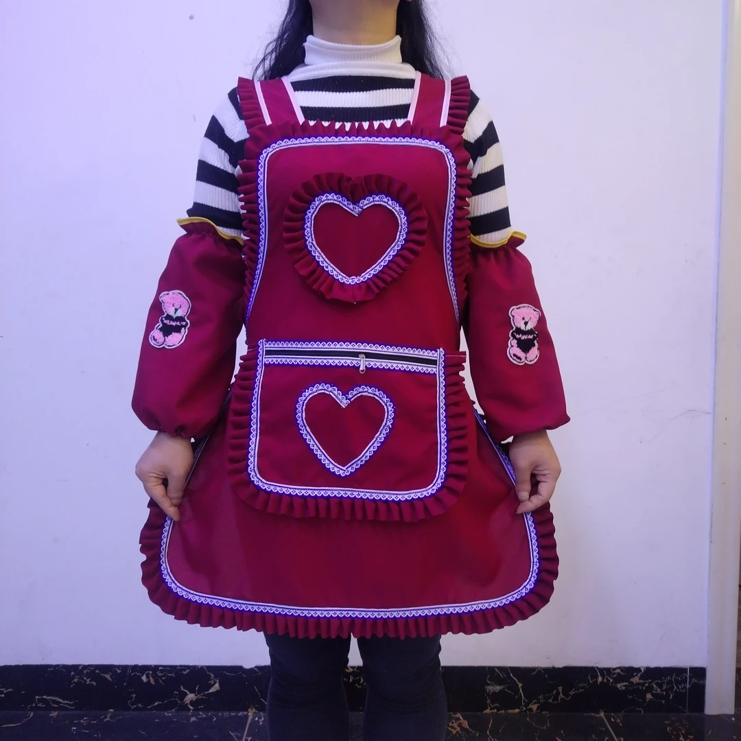 贵州新款花边火爆围裙厨房上班家用时尚自产自销交叉背带可调节式