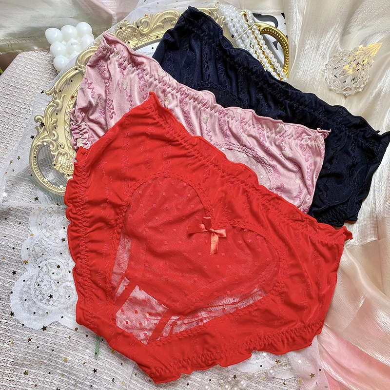 语萱娜【120-220斤】大码内裤女蕾丝性感时尚胖妹妹三角裤3条AX197