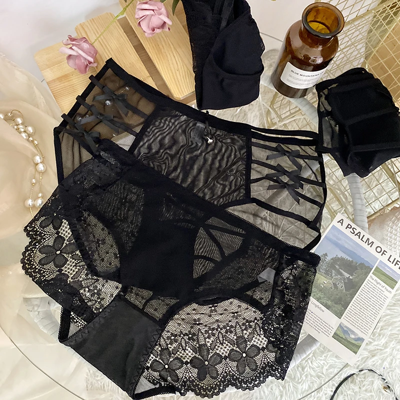 语萱娜【90-220斤】大码内裤女性感薄款胖mm三角裤4条AX456