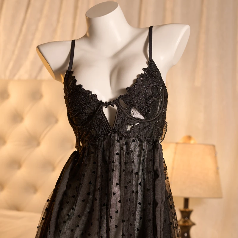 语萱娜【90-220斤】大码女士蕾丝胖妹妹连衣裙1件AXSQ03940