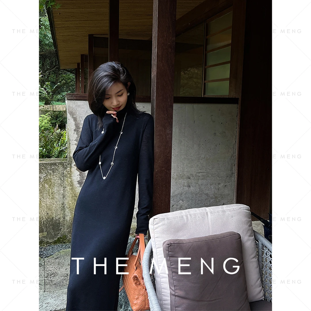 THE MENG【瘦瘦裙高领】绵羊毛慵懒风针织打底连衣裙#M243G0206