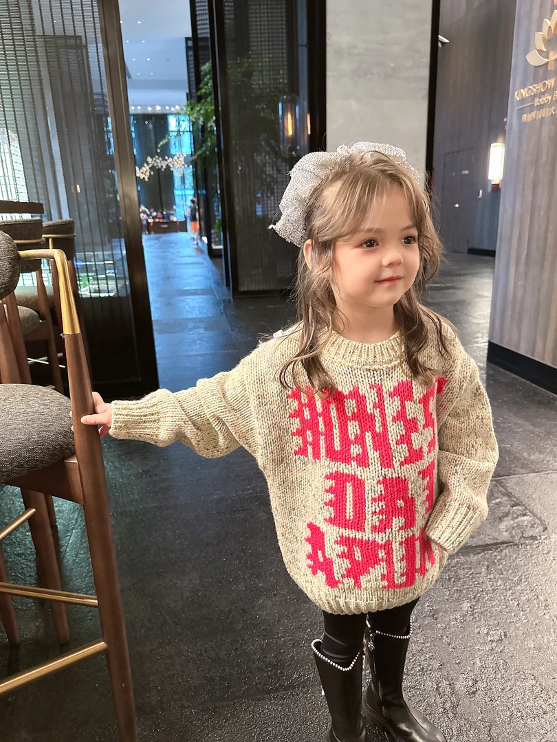 【Mt studio】【现货】潮流字母毛衣裙秋冬季女童柔软精致百搭甜美