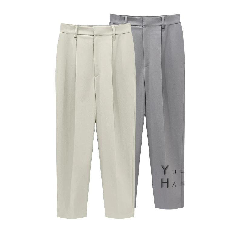 【灰色气球】日单百搭夏季修身西装休闲裤潮流纯色垂感裤子KZYH004