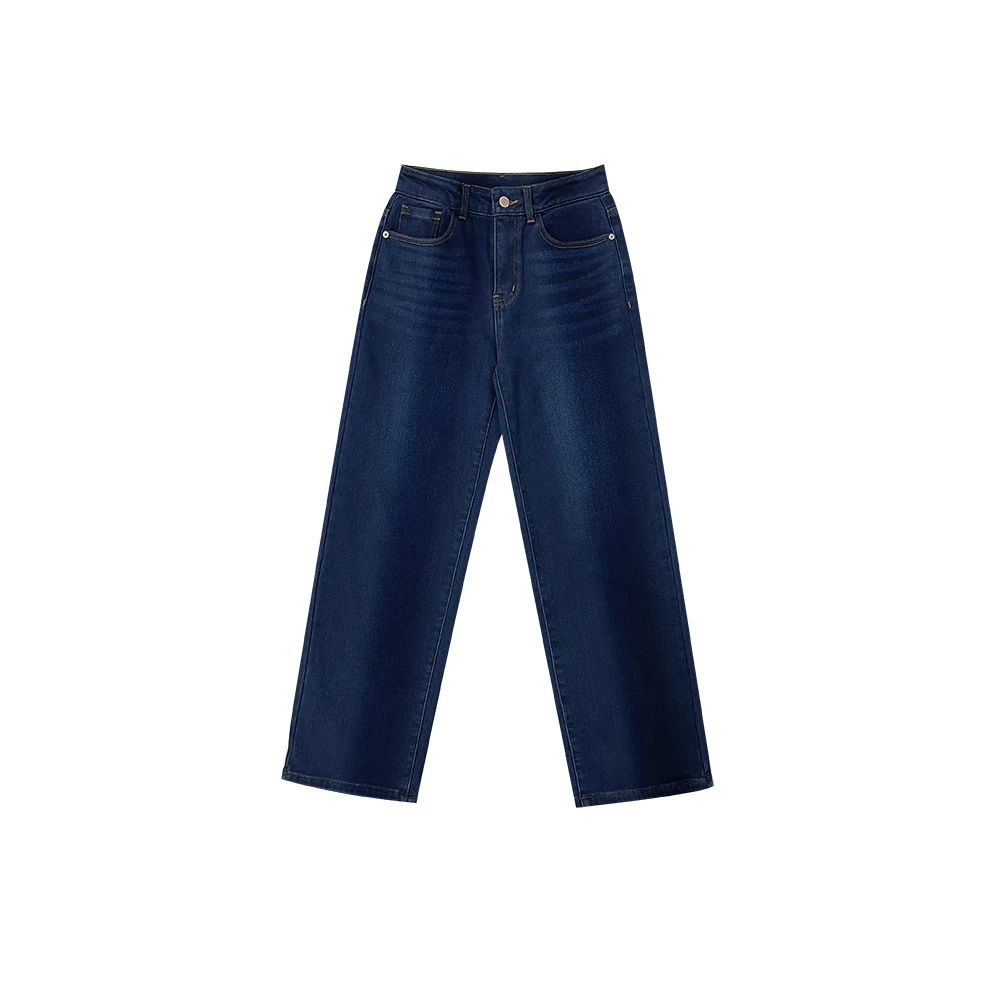 【新品上市】加绒小花保暖牛仔裤女直筒时尚百搭宽松休闲裤KZ3177