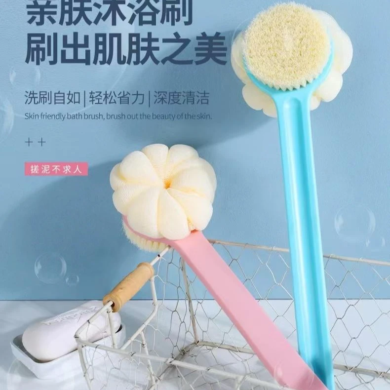 沐浴刷搓背软毛沐浴球搓泥双面二合一不求人擦后背懒人长柄搓澡刷