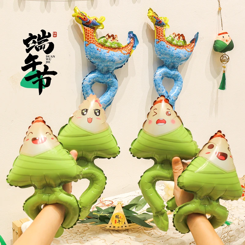 端午节装饰卡通粽子手腕气球幼儿园商场活动充气龙舟手环道具礼品