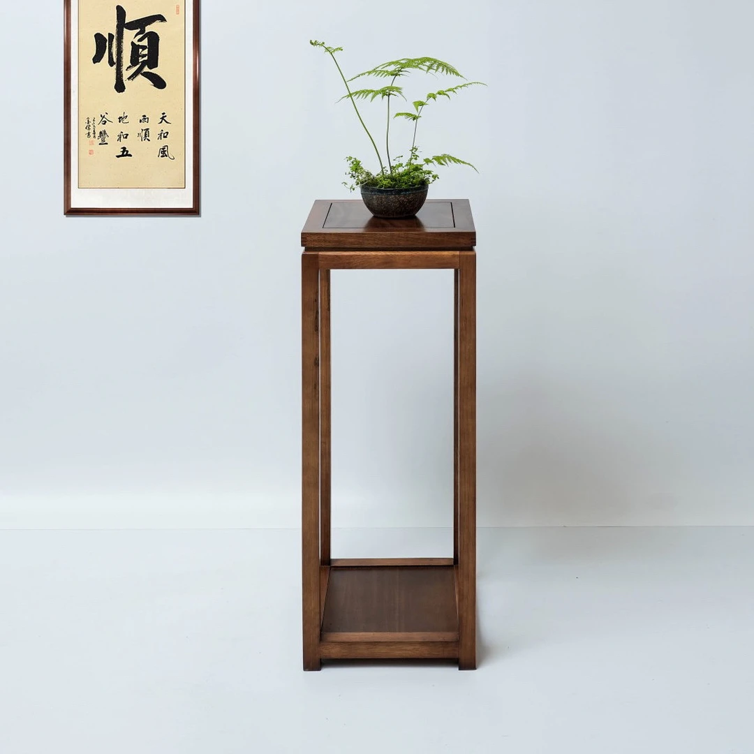 粉丝福利南美胡桃木简约花架36*36*88实木置物架