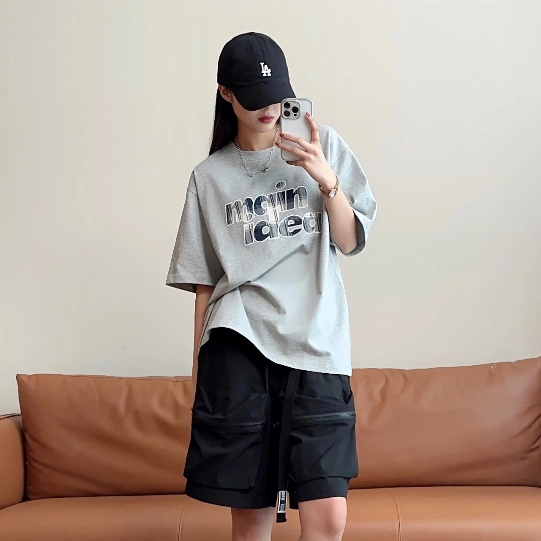 【男女同款】夏季250克重磅T恤潮流宽松贴布刺绣复古短袖潮牌T004
