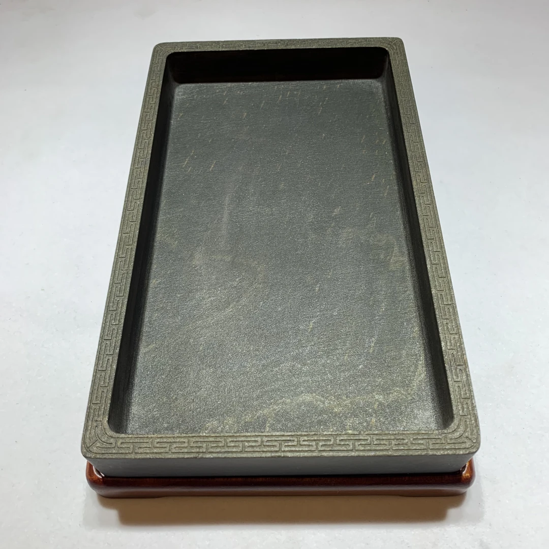 8.5寸老坑金星长方歙砚墨海21.5/13/2.6厘米池深1.7厘米木天地盖