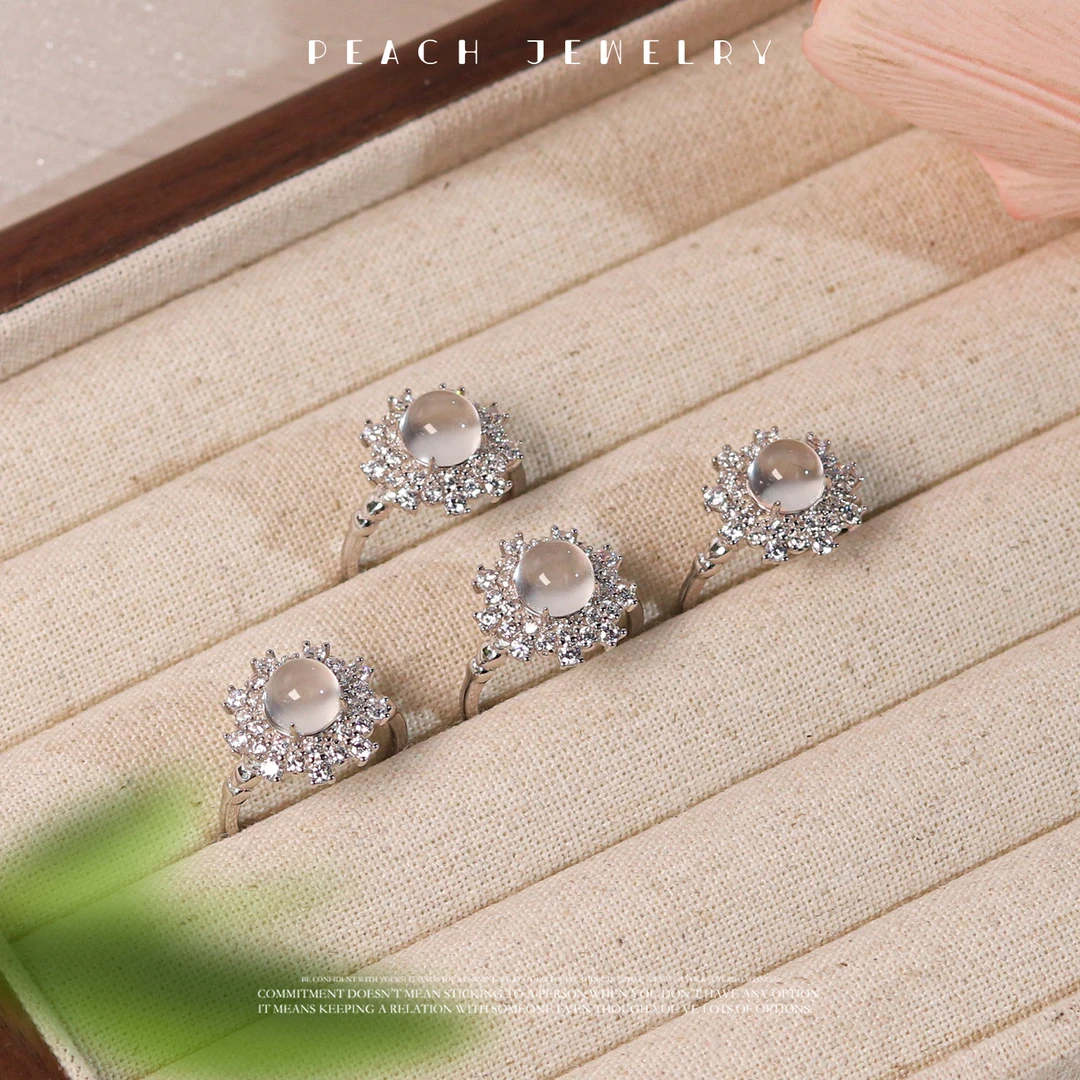 石英岩玉开口925银戒指 FN14 多样性发颜色微差 发货件数一