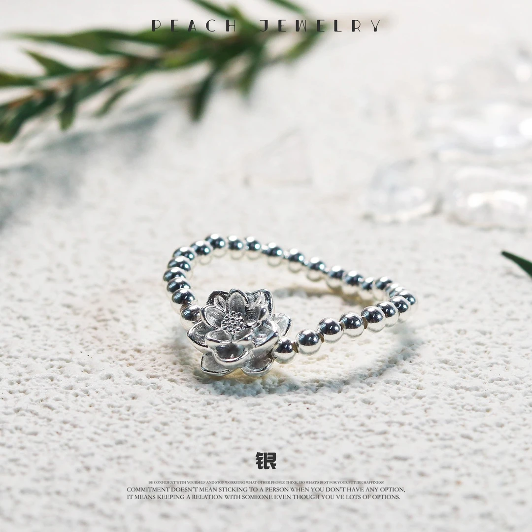 925银戒指 925银戒指莲花 R56 多样性发颜色微差 发货件数一