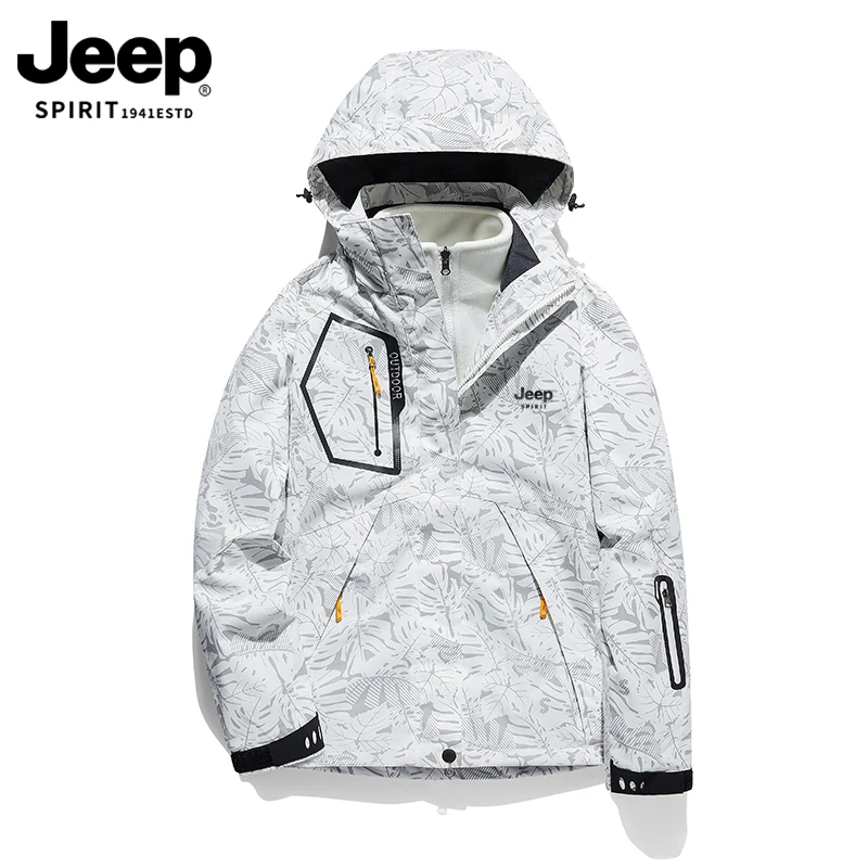 JEEP吉普户外冲锋衣男女可拆卸三合一登山衣服西藏运动团队外套