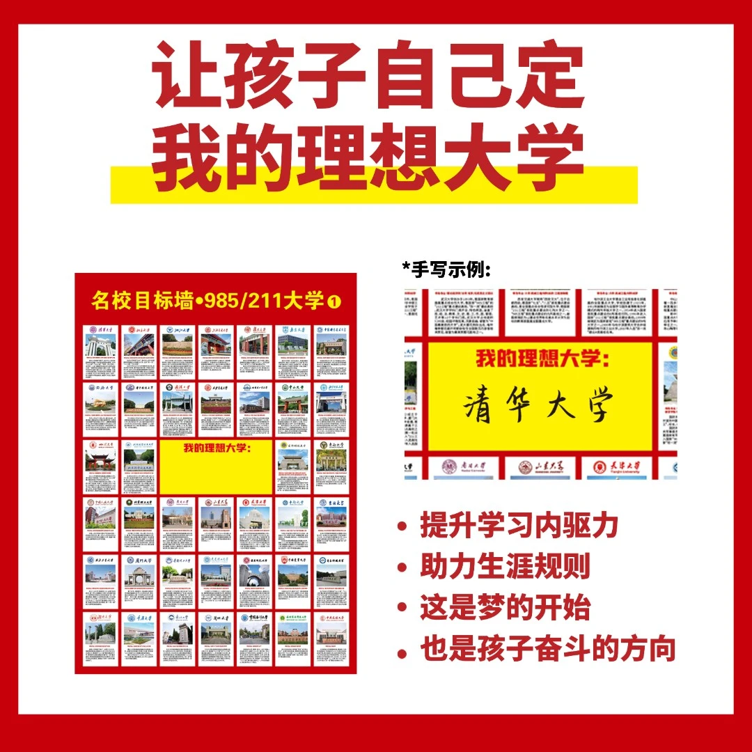 985学生211名校挂图高校高考中国重点大学高考目标图激励墙贴教育