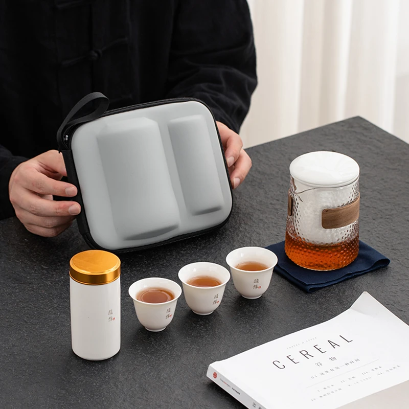 旅行茶具套装茶壶户外功夫一壶白瓷杯便携快客杯陶瓷泡茶旅游露营