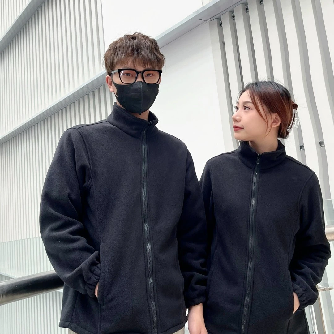 抓绒内胆加绒加厚立领休闲开衫拉链外套秋冬男女同款保暖运动套装
