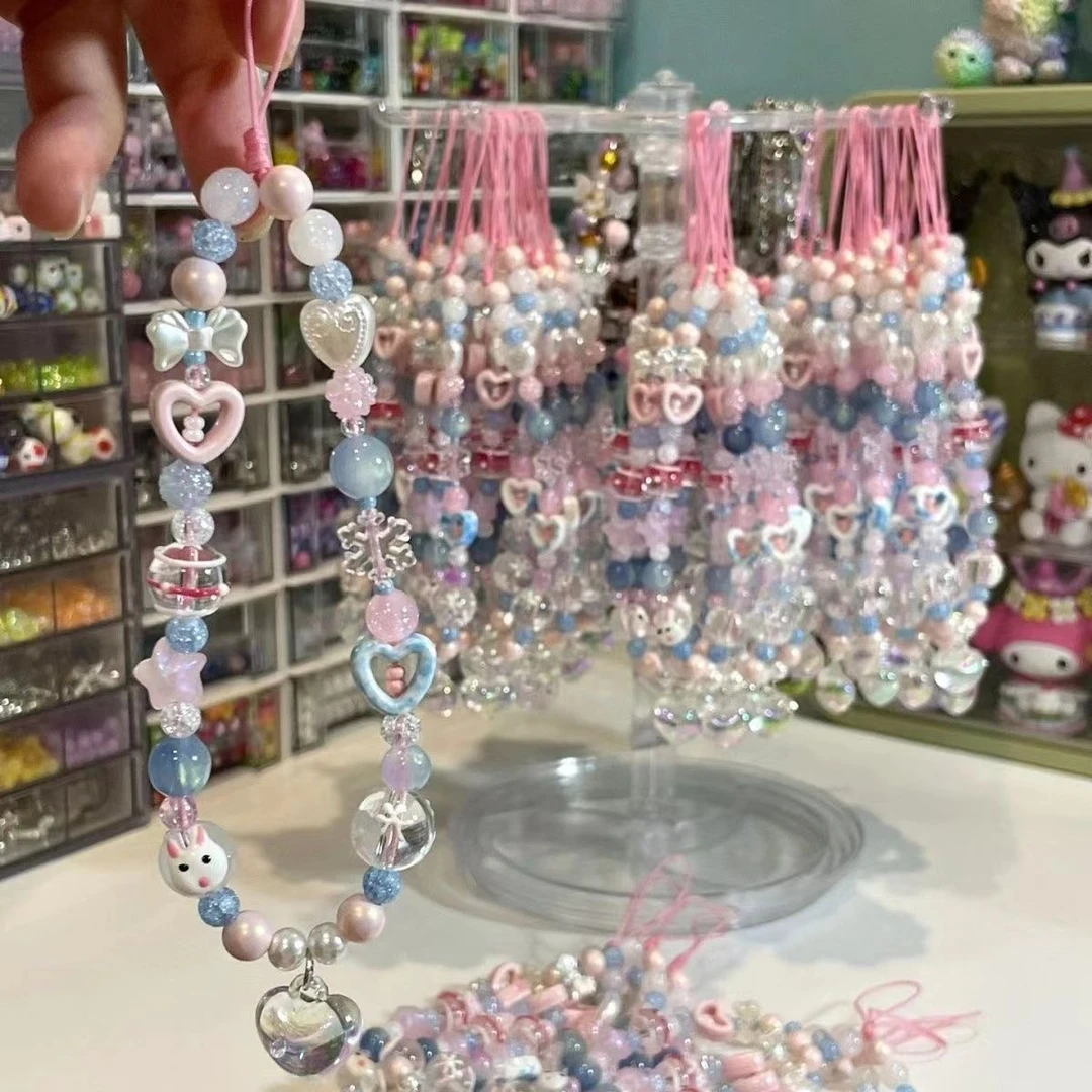 小天使hellokitty少女心串珠手机链包包挂饰ccd挂件创意闺蜜礼物