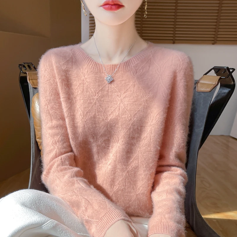 100纯羊毛衫女秋冬大码毛衣高级感上衣可外穿内搭针织打底衫