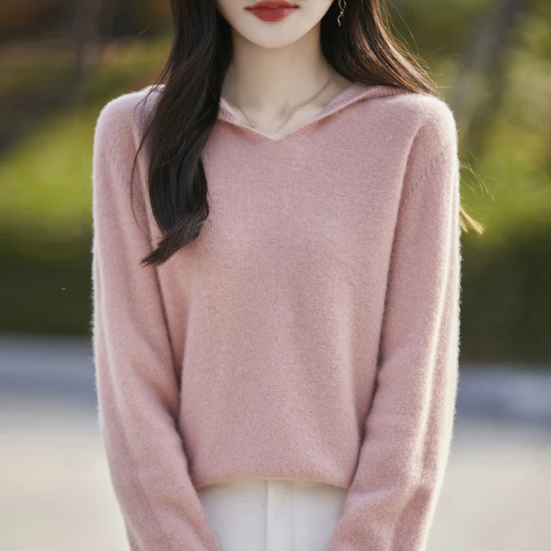 一线成衣连帽设计金银线珠片澳洲100纯羊毛衫女针织打底衫毛衣