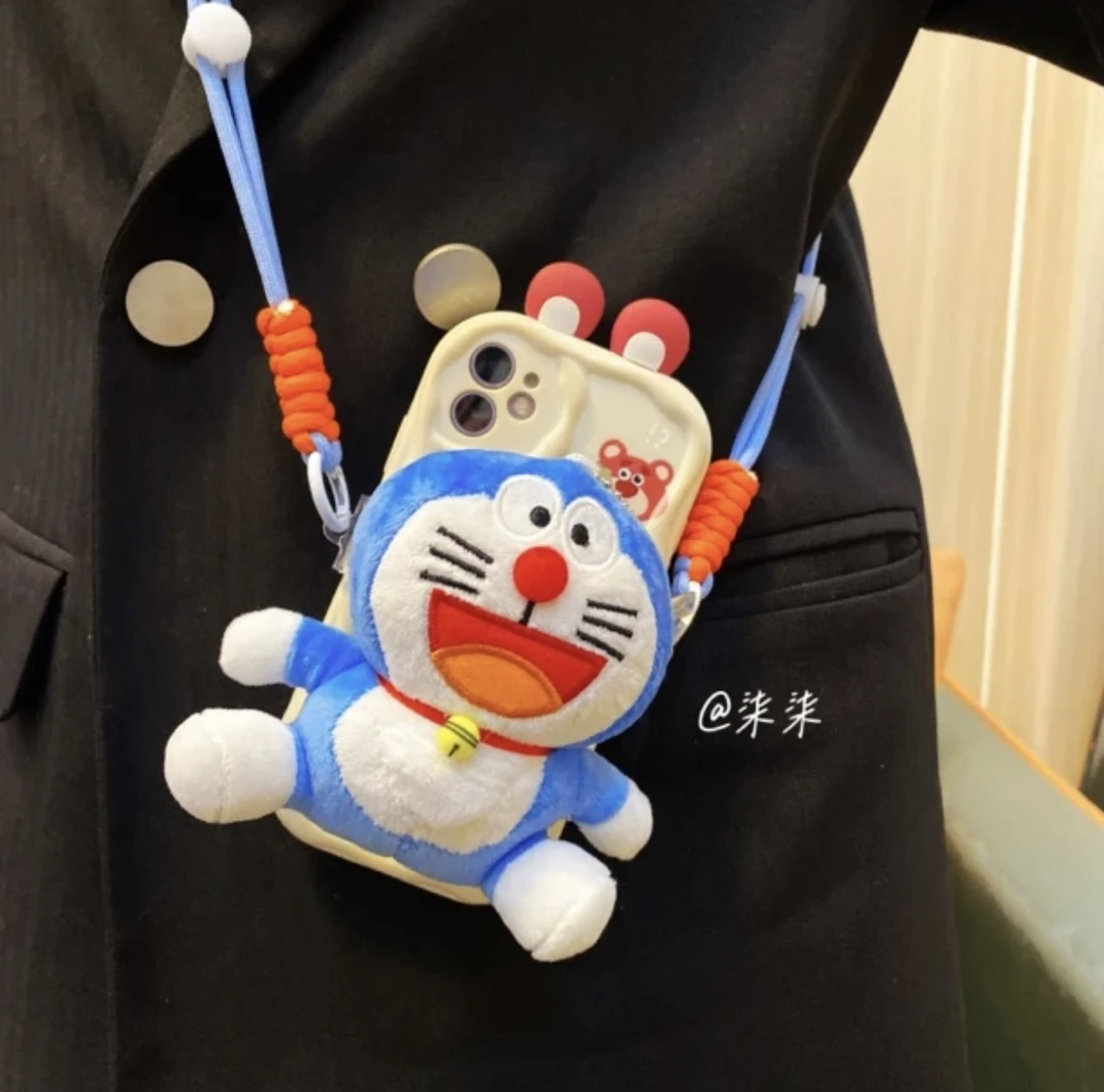【手机背夹-不带壳】叮当猫手机背夹卡通斜挎手机链不挑手机型号