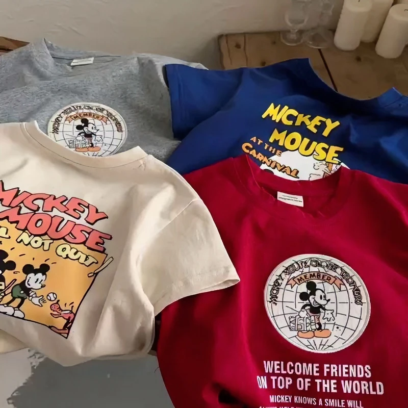 2025纯棉男女童短袖夏新款儿童中小童宝宝洋气卡通T恤打底衫上衣