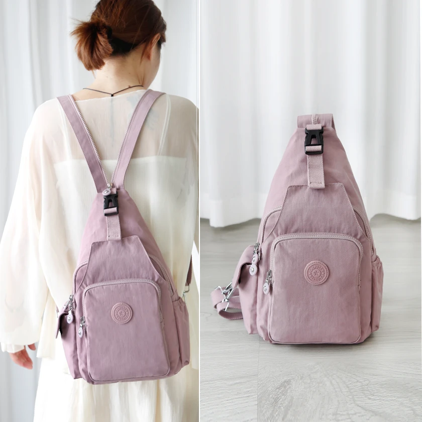 2025秋季时尚百搭胸包便携旅行双肩包尼龙防泼水布包一包两用女包
