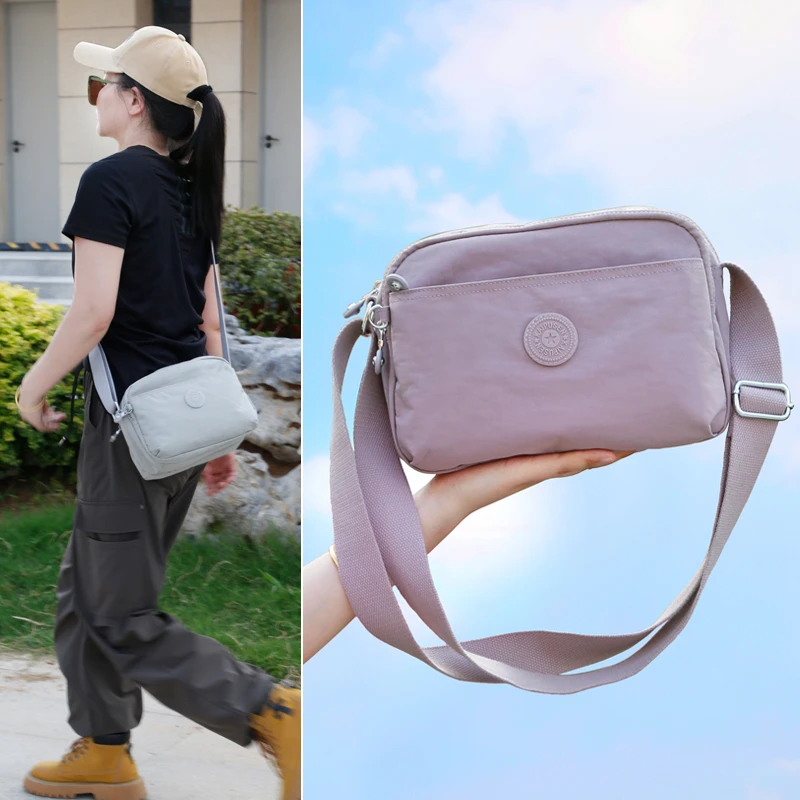 2025新款尼龙帆布斜挎包多层小方包时尚妈妈包休闲女包旅行单肩包