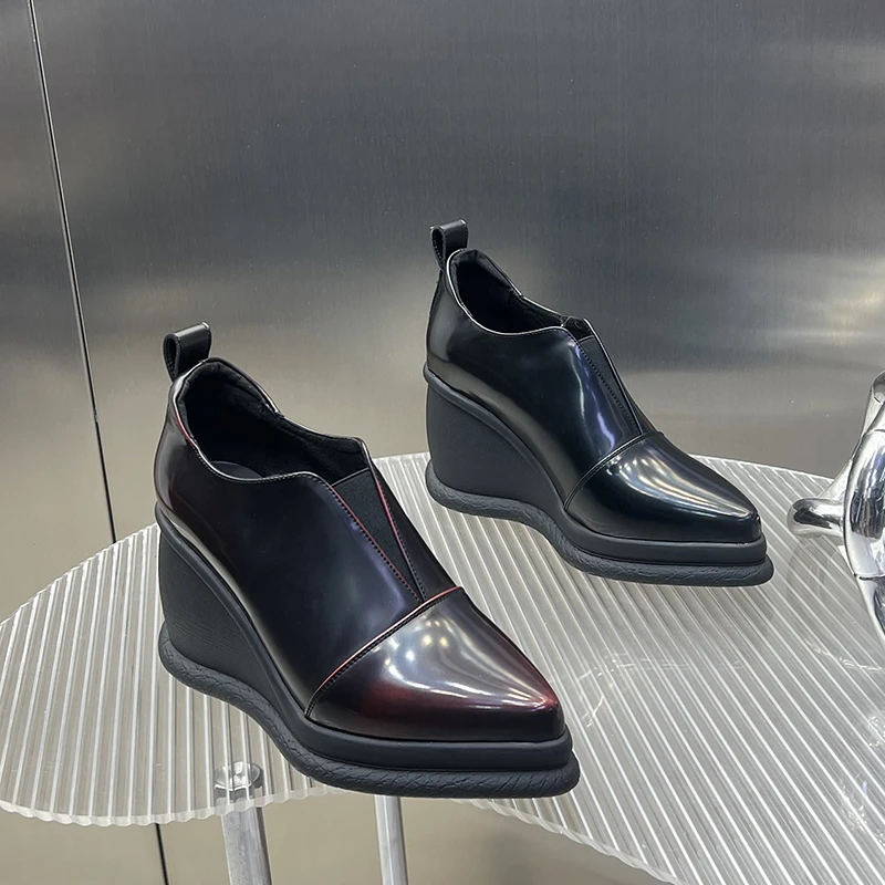 增高鞋女复古2024秋季新款厚底坡跟尖头时装单鞋渐变色女G9521-16