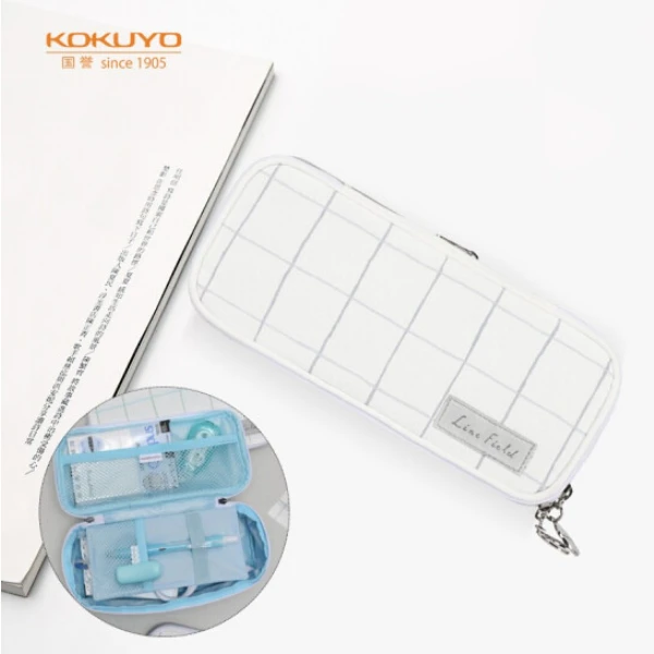 KOKUYO/国誉格子印象·双层笔袋男高中生文具袋大容量笔袋囤货收纳