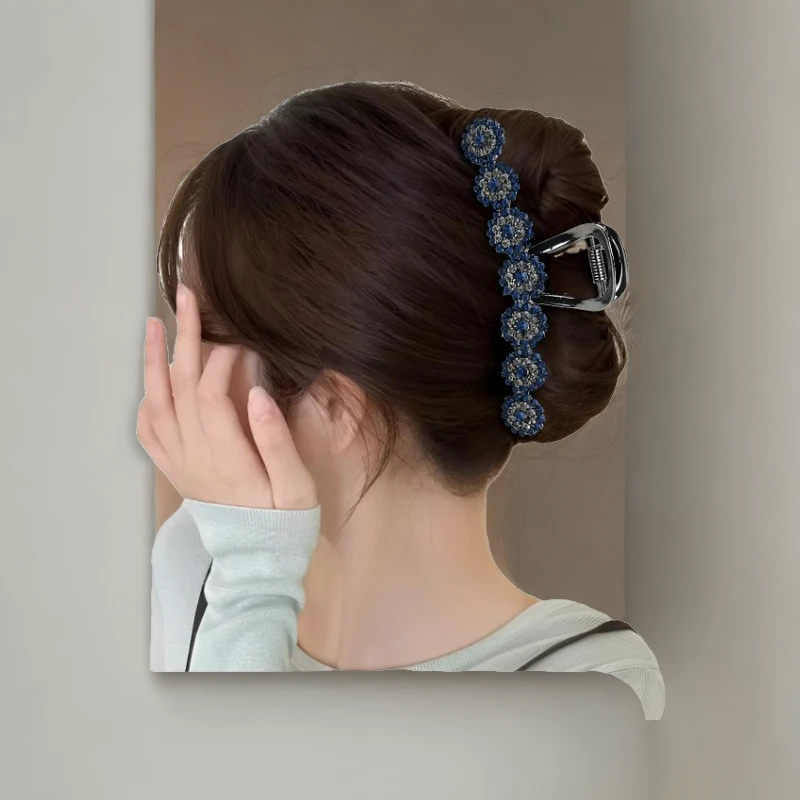 大号发量多玫瑰花黑色，蓝色大号金属抓夹手工时尚优品耐用定制