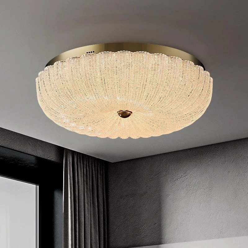 卧室吸顶灯轻奢创意水晶灯圆形南瓜灯新款主卧书房不锈钢护眼灯具