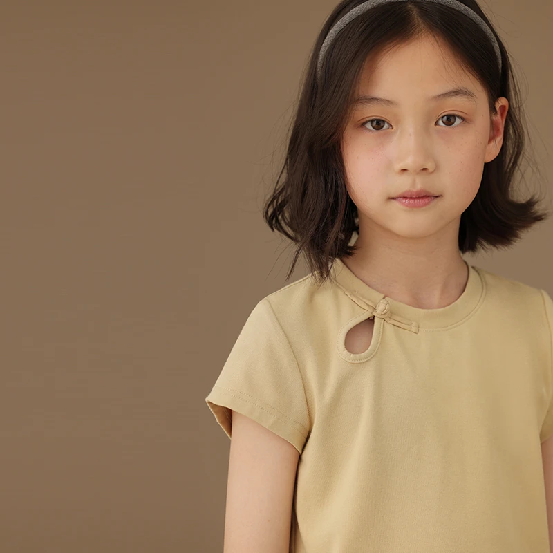 哈齿童装新中式女童短袖t恤百搭休闲女孩短袖上衣高级感夏季新款
