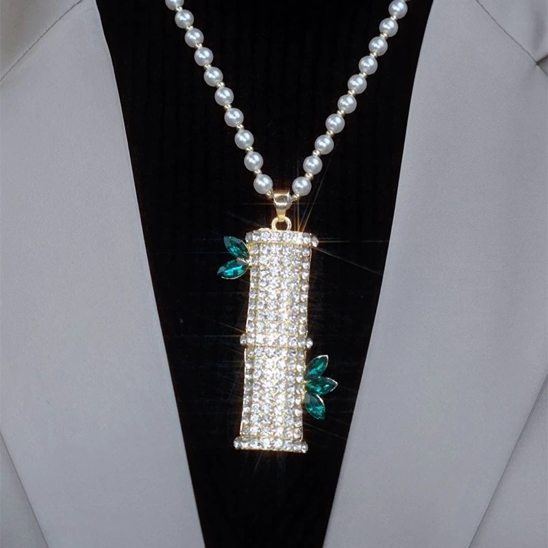 铜合金仿珍珠项链 竹节毛衣链网红饰品配饰长款气质挂件时尚百搭