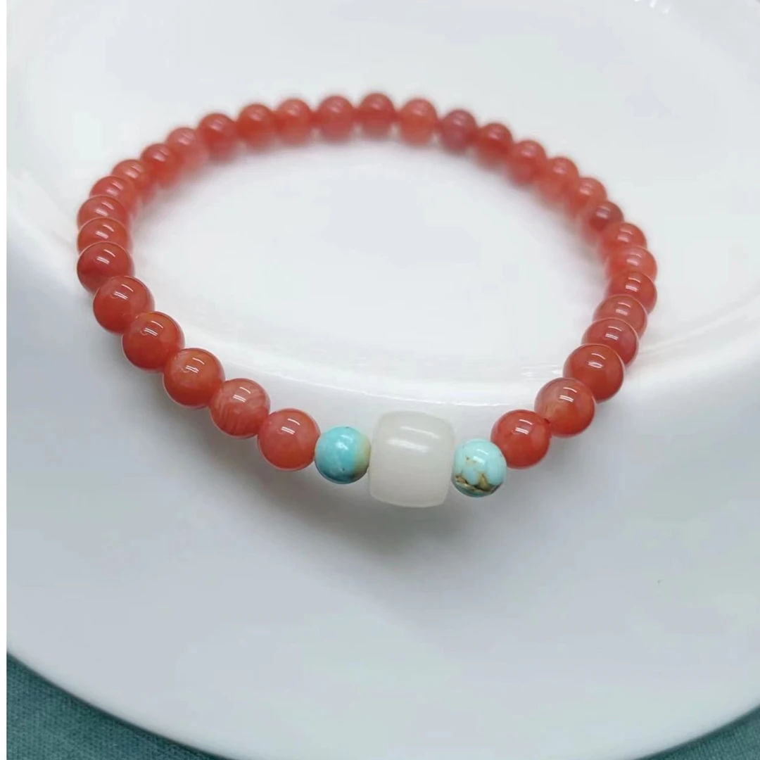茜玉珠宝天然南红原创设计精美国风女款百搭单圈手串时尚女士