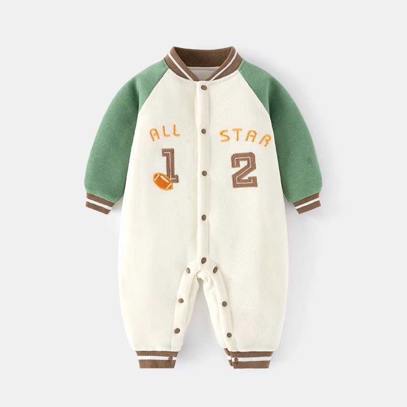 婴儿加棉120克连体衣宝宝夹棉加厚秋冬装连身衣爬服婴幼儿哈衣