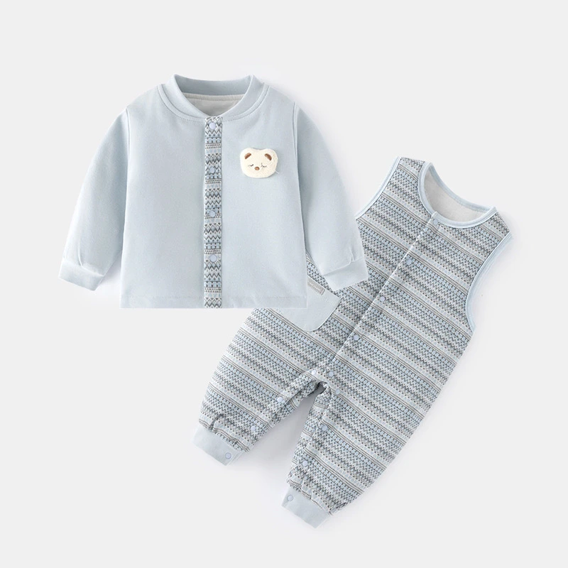 婴儿60克薄棉套装宝宝棉衣棉裤夹棉秋冬家居服保暖内衣分体衣服